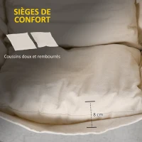 Outsunny Chaise hamac de jardin avec support, chaise suspendue avec coussin, accoudoir, crochets, blanc crème(m-5)