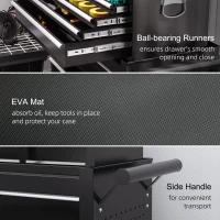 HOMCOM 19 Drawer, Two-Part Tool Storage Chest on Wheels - Black(m-7)