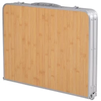 Table de camping pliante avec rallonge alu. MDF imitation bambou(m-8)