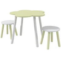 ZONEKIZ Conjunto de Mesa e 2 Cadeira para Crianças de 2-5 Anos Mesa Ø59x50 cm e Cadeiras Ø28x26 cm Verde Pastel e Branco(m-11)