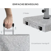 Outsunny Sonnenschirmständer aus Granit, 38,5 kg, Räder, für Schirmmasten 32/38/48mm, Grau(m-6)