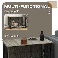 PawHut 46.46'' Dog Crate Furniture End Table w/ Plush Washable Cushion, Lockable Door, for Extra Large Dogs(m-5)