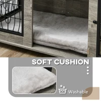 PawHut Indoor Dog Crate Furniture End Table with Soft Washable Cushion, Lockable Front Door, for Medium Dogs - Black(m-6)