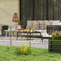 Outsunny Metal Decorative Outdoor Picket Fence Panels Set of 6, Black(m-7)