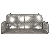 Dondolo Doppio in PE-Rattan da Giardino con Cuscini Lavabili e 2 Catene, Portata 320 kg, Grigio(m-4)