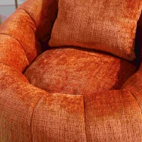 Fauteuil relax pivotant rond confortable avec repose-pieds, rotation à 360° et mousse haute densité pour salon et chambre à coucher, Orange(m-6)