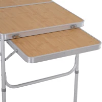 Table de camping pliante avec rallonge alu. MDF imitation bambou(m-9)