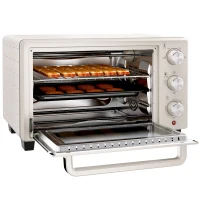 HOMCOM Mini Oven, 21L Countertop Electric Grill, Toaster Oven with Adjustable Temperature, Timer, Baking Tray and Wire Rack, 1400W, Cream(m-1)