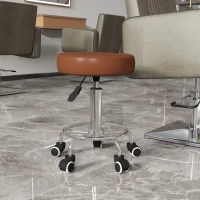 Vinsetto PU Leather Rolling Stool, Height Adjustable Stool Chair with Wheels for Salon, Massage, Spa, Brown(m-2)