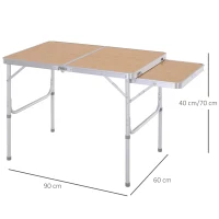 Table de camping pliante avec rallonge alu. MDF imitation bambou(m-3)