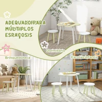 ZONEKIZ Conjunto de Mesa e 2 Cadeira para Crianças de 2-5 Anos Mesa Ø59x50 cm e Cadeiras Ø28x26 cm Verde Pastel e Branco(m-6)
