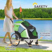 PawHut Dog Bike Trailer 2-in-1 Pet Stroller for Large Dogs Cart Foldable Bicycle Carrier Aluminium Frame with Safety Leash Hitch Coupler Reflector Flag Orange(m-8)