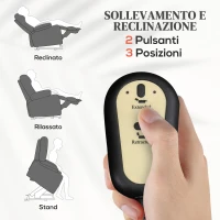 HOMCOM Poltrona Alzapersona Reclinabile con 8 Punti Massaggio, Riscaldamento e Telecomando, Grigio Chiaro(m-4)