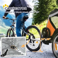 PawHut Dog Bike Trailer 2-in-1 Pet Stroller for Large Dogs Cart Foldable Bicycle Carrier Aluminium Frame with Safety Leash Hitch Coupler Reflector Flag Orange(m-7)