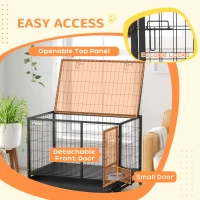 PawHut Heavy Duty Dog Crate on Wheels w/ Bowl Holder, Removable Tray, Openable Top, Detachable Door, for L, XL Dogs(m-6)