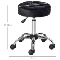 HOMCOM Salonkruk, in hoogte verstelbaar, met fluweelachtige bekleding, Ø35 x 49-61 cm, Zwart(m-3)