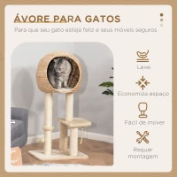 PawHut Árvore arranhador para gatos Torre de escalada com plataformas caverna corda de brincar poste de sisal 48x40x100 cm Bege(m-4)