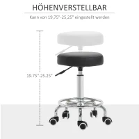 Vinsetto Salonkruk, in hoogte verstelbaar, kunstleer, tot 110 kg, Ø42x50-64H cm, Zwart(m-4)