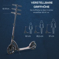 HOMCOM Roller Tretroller Kickscooter Klapproller, klappbar, Stoßdämpfer, ab 14 Jahren, Schwarz(m-10)