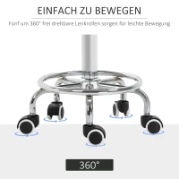 Vinsetto Salonkruk, in hoogte verstelbaar, kunstleer, tot 110 kg, Ø42x50-64H cm, Zwart(m-7)