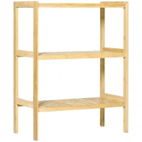 HOMCOM Estante de Bambu de 3 Níveis Móvel Organizador Multifuncional para Casa de Banho Cozinha Sala de Estar 62x33x80cm Natural(m-11)