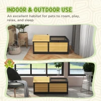 PawHut Wooden Tortoise House, Small Pet Reptile Shelter, with Hide Den and Run - Yellow(m-7)