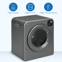 HOMCOM 6kg Vented Tumble Dryer, Freestanding, Wall Mounted, Stackable, Portable Dryer with 7 Programmers, Grey(m-8)