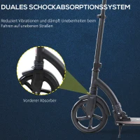 HOMCOM Roller Tretroller Kickscooter Klapproller, klappbar, Stoßdämpfer, ab 14 Jahren, Schwarz(m-11)