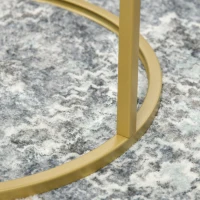 HOMCOM Nest of Tables, Round Coffee Table Set of 2, Nesting Tables with Embedded Tabletop and Metal Frame, Gold Side Table for Living Room, Bedroom(m-9)