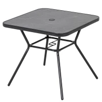 Outsunny Square Outdoor Table, Patio Bistro Coffee Table with Faux-marbled Top and 42mm Umbrella Hole for Garden(m-11)