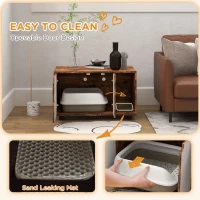 PawHut Hidden Cat Litter Box Furniture, with Sand Drain Pad - Rustic Brown(m-4)