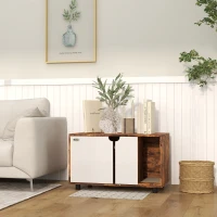 PawHut Hidden Cat Litter Box Furniture, with Sand Drain Pad - Rustic Brown(m-10)