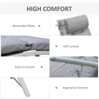 Outsunny Steel Frame Outdoor Garden Padded Sun Lounger w/ Pillow Grey(m-6)