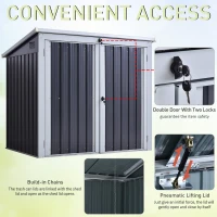 Outsunny Steel Lift-Top Double Door Lockable Bin Shed Black(m-4)