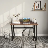 HOMCOM Industrial Writing Desk Simple Study Desk Metal Legs Home Office Workstation(m-3)