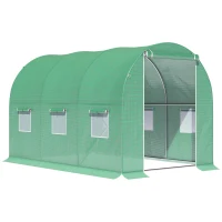 Outsunny 3x2 m Polytunnel Walk-in Greenhouse with Zip Door and Windows-Green(m-1)