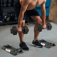 SPORTNOW Set de Gantere Reglabile, Set de Greutăți 4-în-1 cu Suport și Mâner Antiderapant, 33x16x16 cm, Negru(m-2)