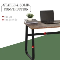 HOMCOM Industrial Writing Desk Simple Study Desk Metal Legs Home Office Workstation(m-7)