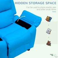 HOMCOM Childrens Recliner Armchair W/ Storage Space on Arms-Blue(m-8)