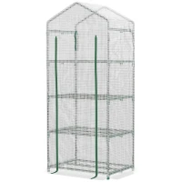 Outsunny  Sera verticala cu etajera cu 4 rafturi, sera pentru balcon si terasa din otel si PE alb, 70x50x160cm(m-10)