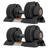 SPORTNOW Set de Gantere Reglabile, Set de Greutăți 4-în-1 cu Suport și Mâner Antiderapant, 33x16x16 cm, Negru(m-10)