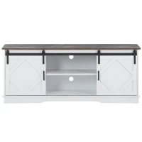 Mobilier TV stil Country Modern, cu uși glisante și rafturi reglabile, 150x40x60 cm, Alb+Maro(m-2)