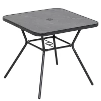 Outsunny Square Outdoor Table, Patio Bistro Coffee Table with Faux-marbled Top and 42mm Umbrella Hole for Garden(m-1)