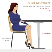 HOMCOM Lot de 4 chaises de salle à manger design bohème en résine tressée et piètement métal 44 x 58 x 85 cm jaune(m-6)