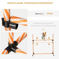 PawHut Agility Set voor Honden, 6-delig Agility-Trainingsset met Sprongstangen, Fluitje, Hondentraining Accessoires met Draagtas, voor Park, Tuin, Oranje(m-4)