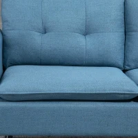 HOMCOM Retrodesign Tweezitsbank met Knoopstiksel, Sofa in Linnenlook, Donkerblauw(m-7)