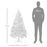 HOMCOM Árbol de Navidad Artificial 150 cm con 358 Ramas Hojas de Plástico Decoración Navideña para Interiores Blanco(m-3)
