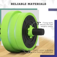SPORTNOW 40kg Four-In-One Adjustable Weight Dumbbells Set, Barbell, Kettlebell, Push Up Stand - Green(m-7)