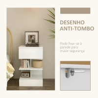 HOMCOM Mesa de Cabeceira Mesa Auxiliar com 1 Gaveta e 2 Prateleiras Abertas para Quarto Sala Estilo Moderno 39x39x65 cm Branco(m-6)