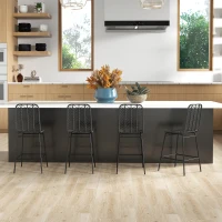 HOMCOM Lot de 4 tabourets de bar design bohème hauteur 66 cm avec repose-pieds métal et rotin PE - noir(m-2)